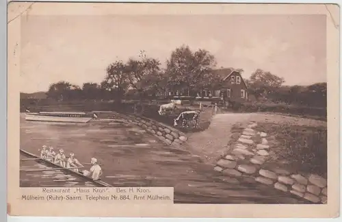 (94706) AK Mülheim (Ruhr) Saarn, Restaurant Haus Kron, 1918