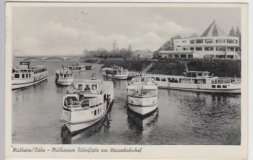 (94701) AK Mülheim (Ruhr), Mülheimer Ruhrflotte am Wasserbahnhof, 1955