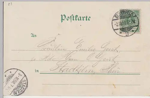 (92909) AK Gruss aus Elberfeld, Rathaus Stadthalle Totale, Litho 1898