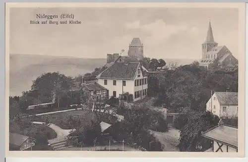 (90303) AK Nideggen, Eifel, Burg, Kirche, vor 1945