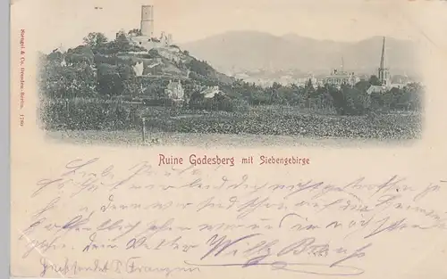 (89957) AK Ruine Godesberg mit Siebengebirge, 1900