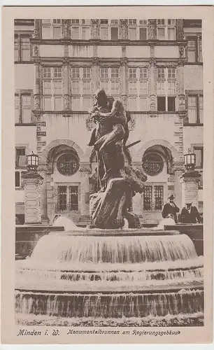 (88767) AK Minden i.W., Monumentalbrunnen a. Regierungsgebäude, vor 1945