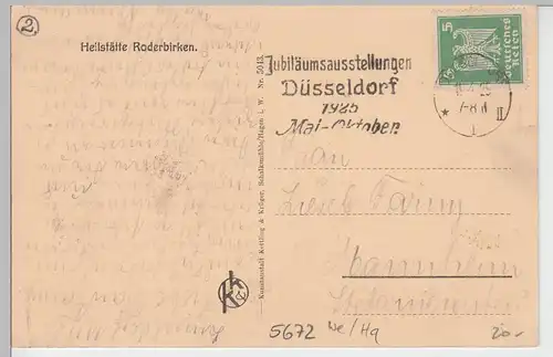 (85249) AK Heilstätte Roderbirken, Teilansicht der Frauenabteilung, 1925