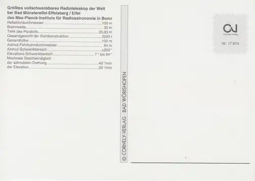 (83408) AK Bad Münstereifel, Radioteleskop Effelsberg, nach 1945