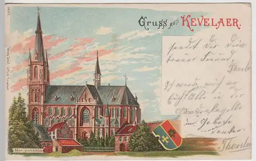 (82799) AK Gruss aus Kevelaer, Marienkirche Litho 1903