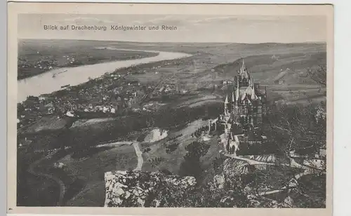 (79758) AK Blick auf Drachenburg, Königswinter und Rhein, vor 1945