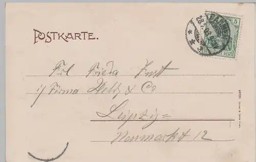 (79427) AK Barmen, Kriegerdenkmal mit Stadthalle, 1903