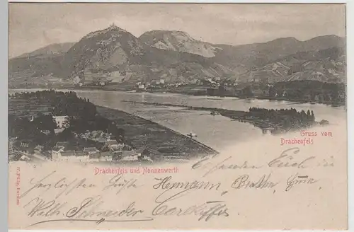 (78834) AK Gruss vom Drachenfels, mit Nonnenwerth, 1906