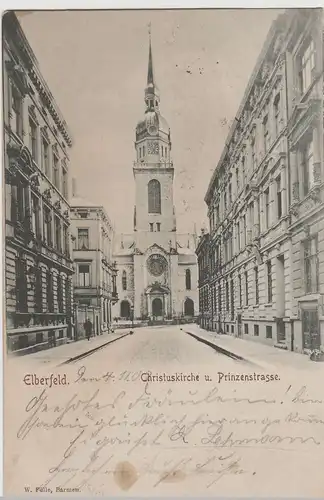 (76827) AK Elberfeld, Christuskirche und Prinzenstraße, 1902