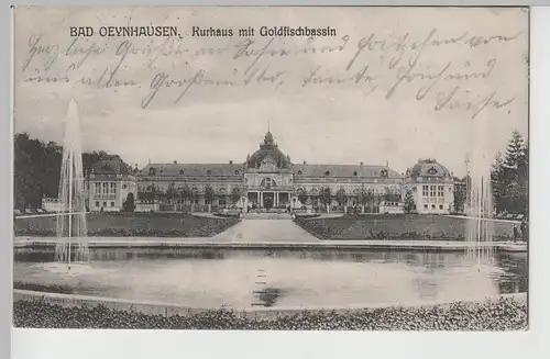 (76745) AK Bad Oeynhausen, Kurhaus mit Goldfischbassin, 1913