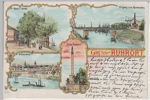 (76682) AK Gruss aus Ruhrort, Mehrbild Litho 1905