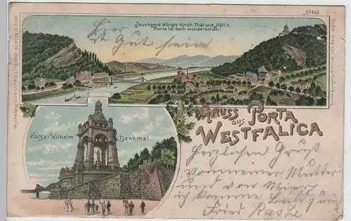 (76648) AK Gruss aus Porta Westfalica, 2-Bild Litho Golddruck 1903