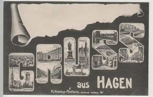 (76624) AK Gruss aus Hafen i.W., Mikroskop-Postkarte, bis 1905