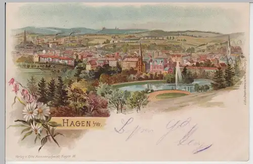 (76625) AK Hagen i. W., Gesamtansicht Litho 1899