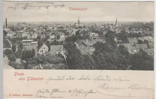 (76585) AK Gruss aus Gütersloh, Totalansicht 1900