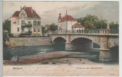 (76560) AK Herford, Partie an der Hansa-Brücke, 1905