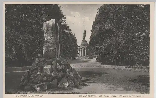 (71974) AK Hiddesen, Bismarckstein und Hermannsdenkmal 1931