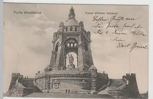 (66179) AK Porta Westfalica, Kaiser Wilhelm I.-Denkmal, 1908