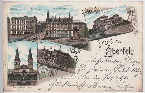 (65918) AK Gruss aus Elberfeld, Mehrbild Litho 1899