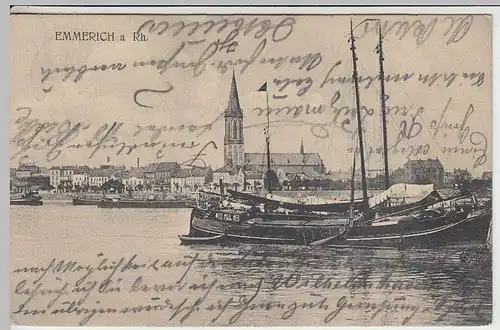 (33529) AK Emmerich, Rhein-Schiffe, 1912