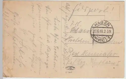(32066) AK Hagen i.W., Blick a. Goldberg u. Bismarckturm, Feldpost 1918