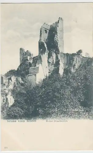 (31433) AK Gruss vom Rhein, Ruine Drachenfels, vor 1905
