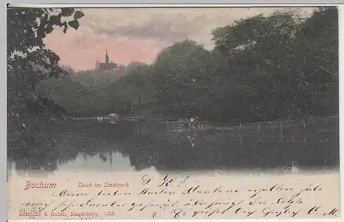 (15711) AK Bochum, Stadtpark, Teich 1905