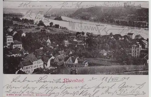 (12549) AK Rhöndorf, Bad Honnef, Panorama, Bahnpost 1901