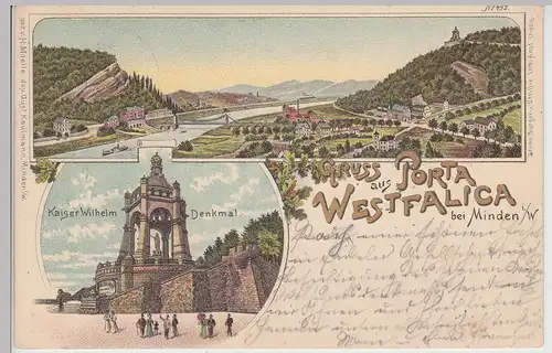 (115263) AK Gruss aus Porta Westfalica, Mehrbild Litho 1898