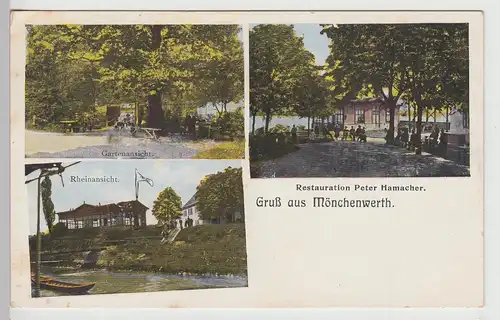 (114996) AK Gruß aus Mönchenwerth, Meerbusch, Restaurant, Garten, vor 1945