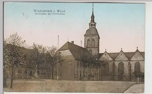 (114673) AK Wiedenbrück i.W., Marktplatz m. Pfarrkirche 1920