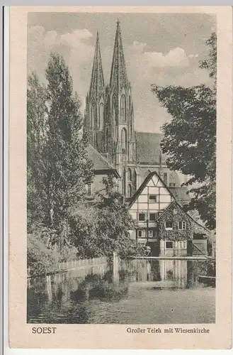 (114355) AK Soest, Großer Teich, Wiesenkirche 1924