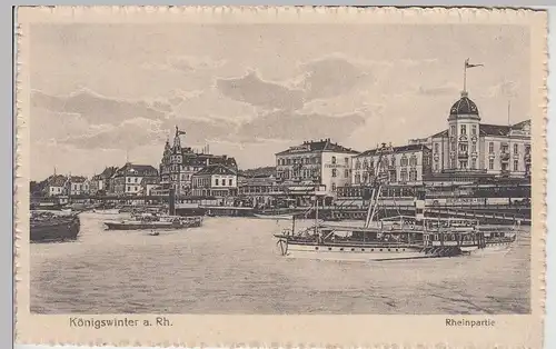 (113966) AK Königswinter, Rhein, Hotels, Boote 1925