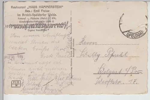 (113618) AK Mülheim, Ruhr, Restaurant Haus Hammerstein, Garten, vor 1945