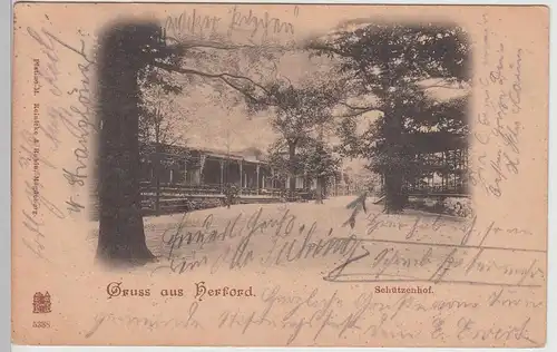 (113497) AK Gruß aus Herford, Schützenhof 1905