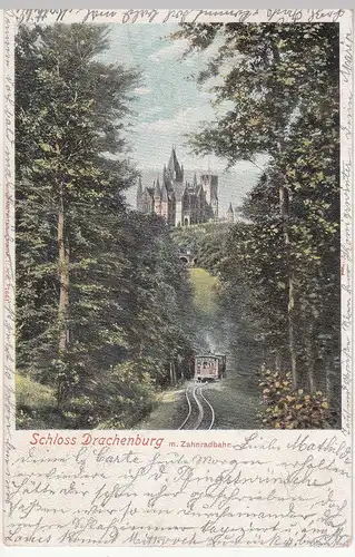 (113298) AK Königswinter, Schloss Drachenburg, Zahnradbahn 1900