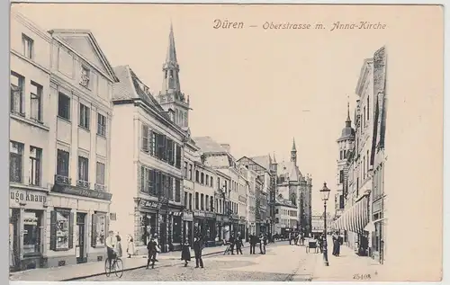 (112950) AK Düren, Oberstraße m. Annakirche 1908