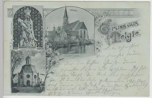 (112925) AK Gruss aus Telgte, Kapelle m. Gnadenbild, Pfarrkirche 1905