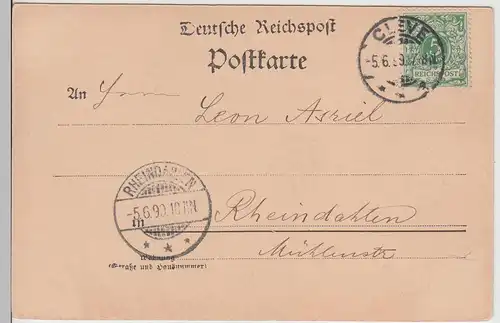 (112882) AK Gruss aus Cleve, Kleve, Totale 1899