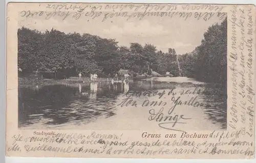 (112025) AK Gruss aus Bochum, Stadtpark, 1904