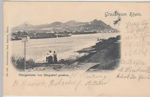 (111062) AK Gruss vom Rhein, Königswinter von Rüngsdorf gesehen, 1902