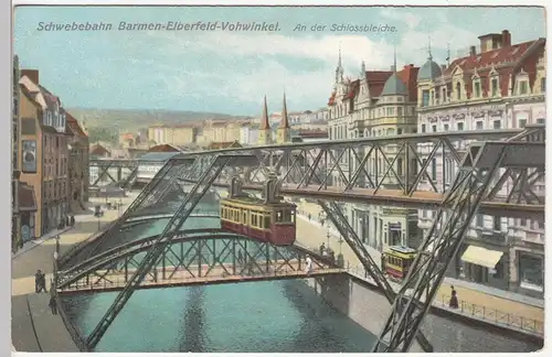 (109668) AK Schwebebahn Barmen Elberfeld Vohwinkel, an der Schlossbleiche, vor 1