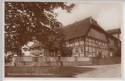 (109396) Foto AK Würgassen, Weser, Gastwirtschaft Pensionshaus Heinrich Evens, v