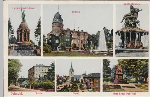 (109269) AK Detmold, Hermannsdenkmal, Donopbrunnen, Graf Ernst Denkmal 1923