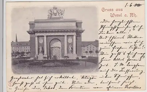 (107328) AK Gruss aus Wesel a. Rh., Berliner Thor, 1900