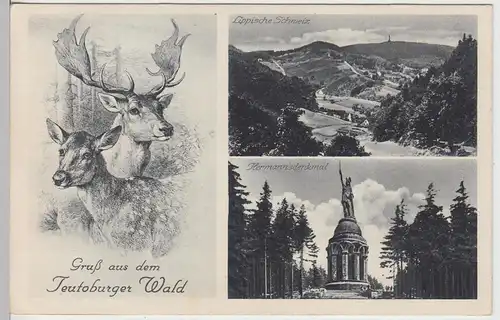 (107275) AK Gruß a.d. Teutoburger Wald, Lippische Schweiz, Hermannsdenkmal, 1941