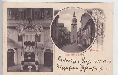 (106379) AK Barmen, Wupperfelder Kirche außen u. innen, 1906