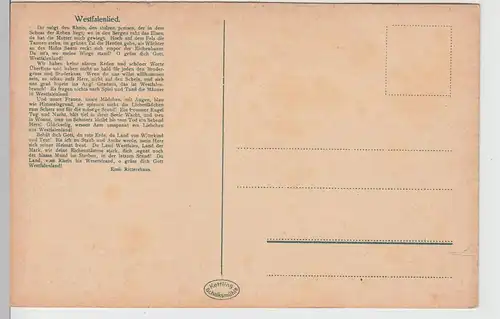 (106243) AK Gruss aus Westfalen, Ortspartie, Wanderer, Westfalenlied 1910/20er