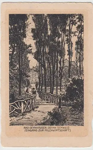 (105933) Künstler AK Bad Oeynhausen, Eingang zur Milchwirtschaft, vor 1945