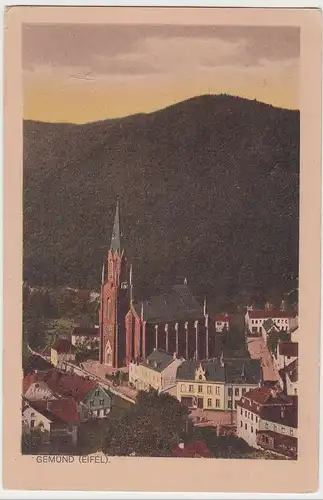 (104983) AK Gemünd (Eifel), Blick zur Kirche St. Nikolaus, vor 1945